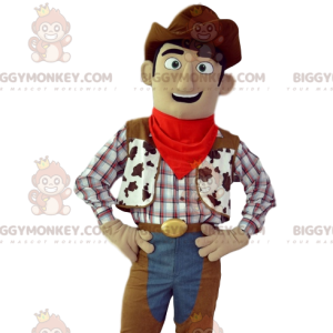 Στολή μασκότ Cowboy BIGGYMONKEY™ με το καφέ καπέλο και το τυπικό σακάκι του - Ανθρώπινες Μασκότ - BiggyMonkey.com