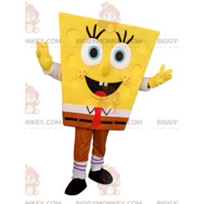 Traje de mascote BIGGYMONKEY™ do famoso super feliz Bob Esponja