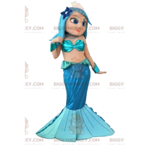 Traje de mascote BIGGYMONKEY™ de linda sereia com seu cabelo