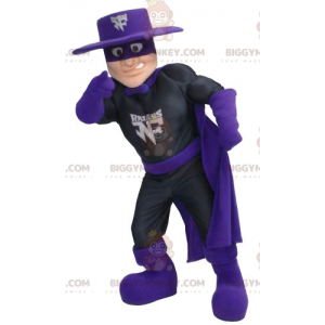 Kostým maskota Zorro Superhero BIGGYMONKEY™ v černo-fialovém