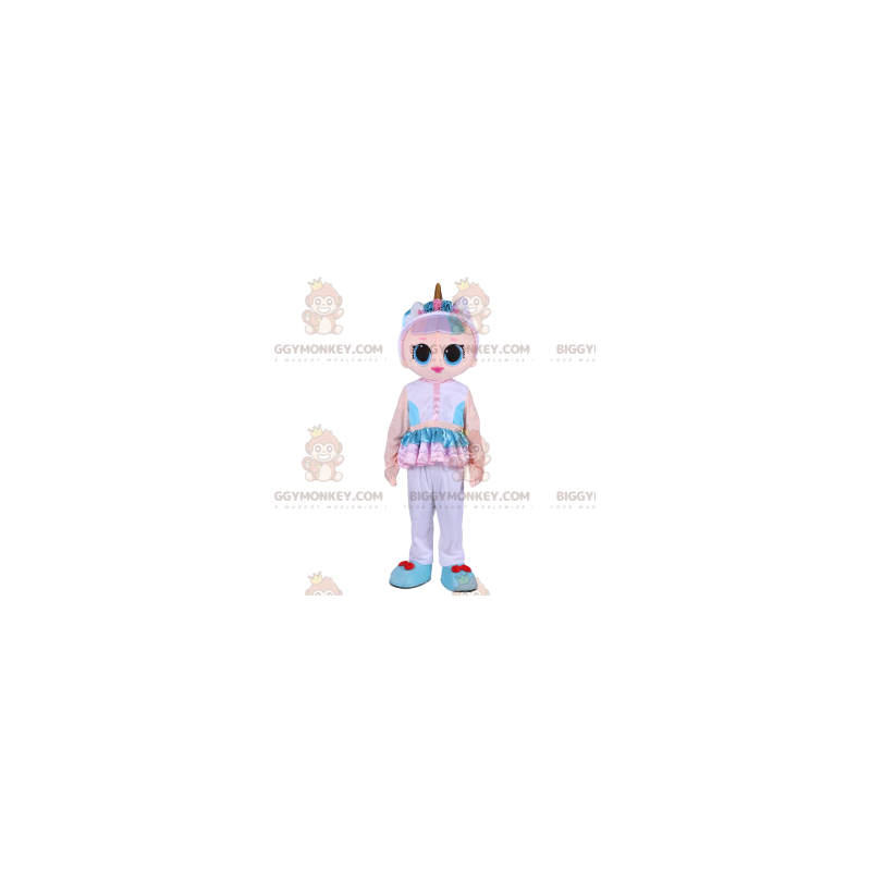 Fantasia de mascote BIGGYMONKEY™ boneca de fantasia rosa com Fantasia de mascote BIGGYMONKEY™ boneca de fantasia rosa com