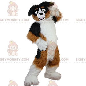 BIGGYMONKEY™ Large Very Cheerful Brown and White Dog Mascot