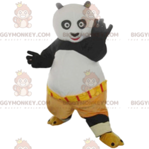 Disfraz de mascota BIGGYMONKEY™ de Po, personaje de Kung Fu Panda con pantalones cortos beige - Mascota pandas - BiggyMonkey.com