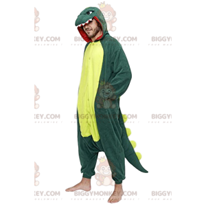 Maskotka zielonego dinozaura BIGGYMONKEY™ z pięknym żółtym
