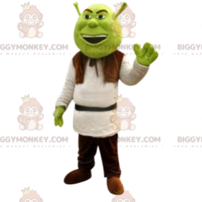 BIGGYMONKEY™ maskotdräkt av Shrek, berömd grönaktig ogre -