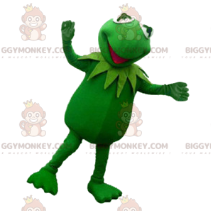 Bardzo komiczny kostium maskotki neonowej zielonej żaby