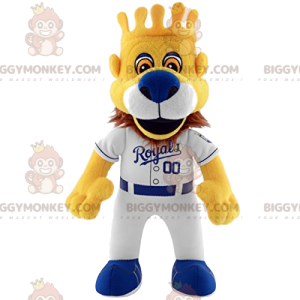 Lion Royal BIGGYMONKEY™ Maskottchen-Kostüm mit Baseball-Outfit
