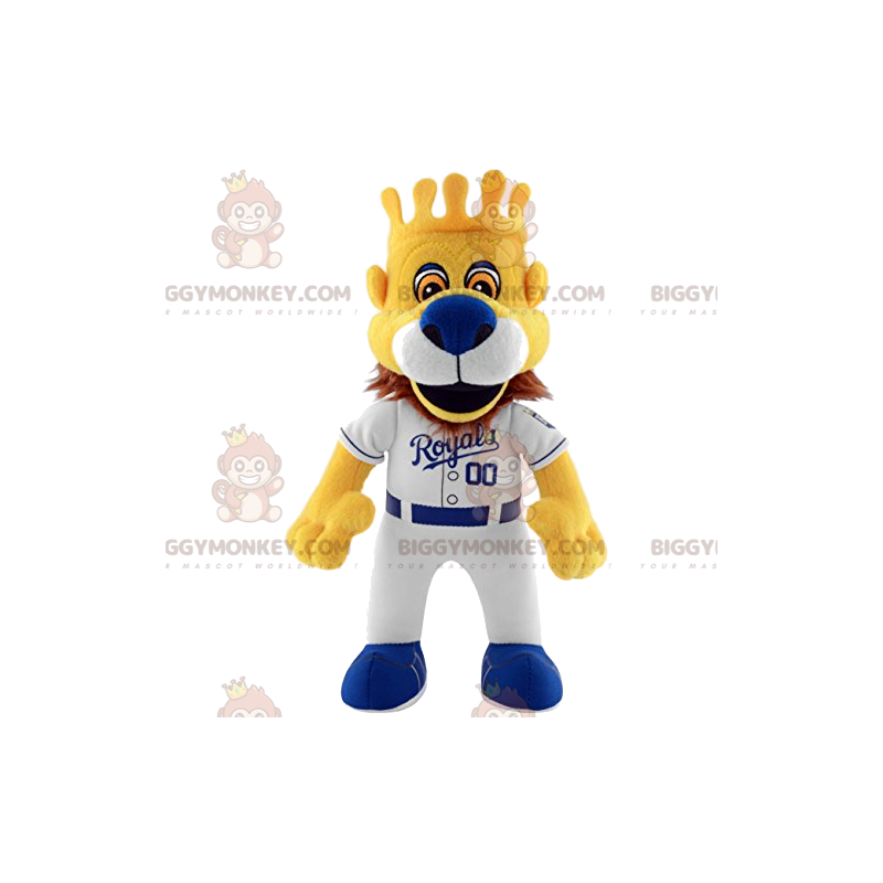 Lion Royal BIGGYMONKEY™ Mascot Costume with Baseball Outfit and