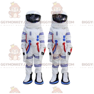 Astronaut BIGGYMONKEY™ Mascot Costume Duo and Blue Striped