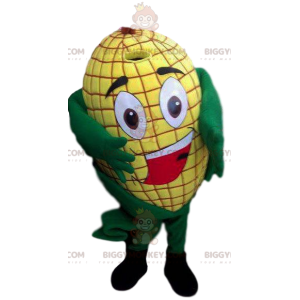 Hymyilevä ahne keltainen maissintähkä BIGGYMONKEY™ maskottiasu