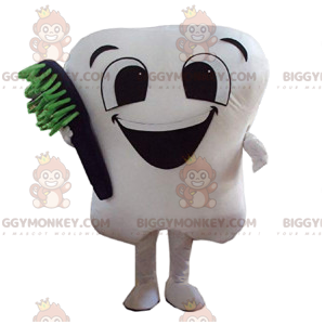 Traje de mascote BIGGYMONKEY™ de dente branco fofo com escova