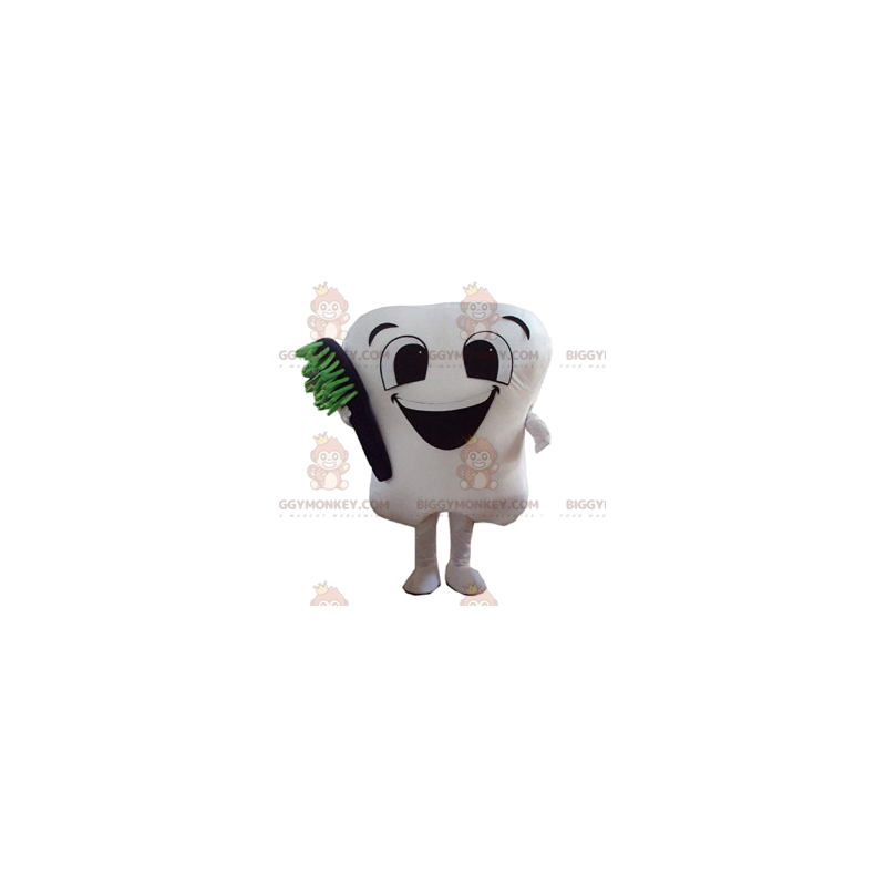 Costume de mascotte BIGGYMONKEY™ de dent blanche mignonne avec Costume de mascotte BIGGYMONKEY™ de dent blanche mignonne avec