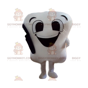 Disfraz de mascota Diente Blanco BIGGYMONKEY™ con cepillo de dientes negro