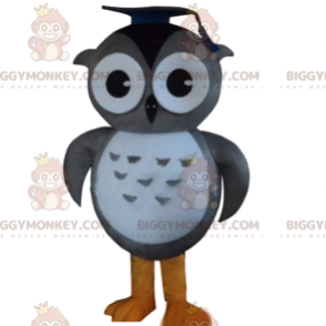 Kostým maskota šedé a bílé sovy BIGGYMONKEY™ s toque –