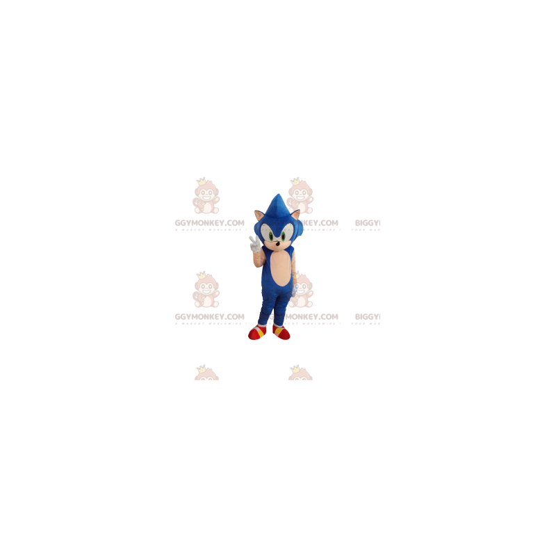 BIGGYMONKEY™ maskotdräkt av Sonic, den berömda blå igelkotten