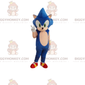 BIGGYMONKEY™ maskotkostume af Sonic, det berømte blå pindsvin
