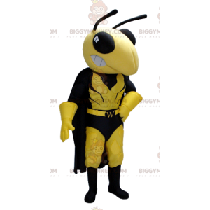 BIGGYMONKEY™ Mascot Costume Yellow & Black Wasp In Superhero