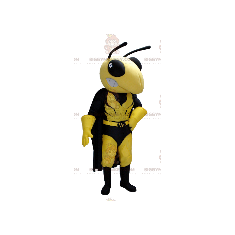 BIGGYMONKEY™ Mascot Costume Yellow & Black Wasp In Superhero