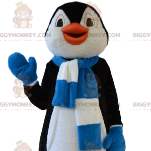 BIGGYMONKEY™ Sjovt pingvinmaskotkostume med blåt og hvidt