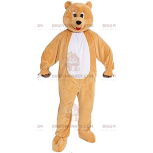 BIGGYMONKEY™ Mascottekostuum Grappige beige beer met rode tong