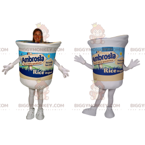 Costume de mascotte BIGGYMONKEY™ de yogourt blanc savoureux -