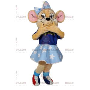 Kleine Maus BIGGYMONKEY™ Maskottchenkostüm mit blauem Tutu und