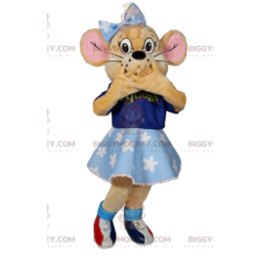 Little mouse BIGGYMONKEY™ mascot costume with blue tutu and