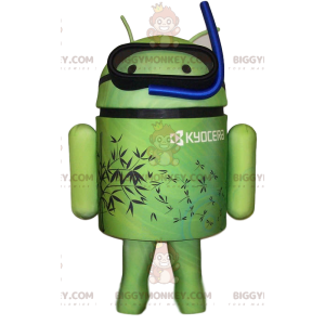 Grønt android BIGGYMONKEY™ maskotkostume med blå snorkel -