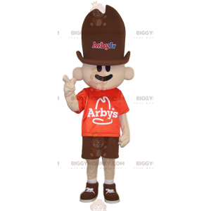 Little Cowboy BIGGYMONKEY™ Mascot Costume With Brown Hat -