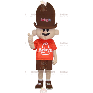 Στολή μασκότ Little Cowboy BIGGYMONKEY™ με καφέ καπέλο -