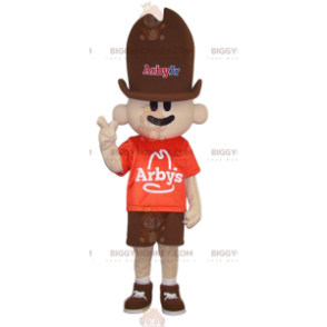 Traje de mascote Little Cowboy BIGGYMONKEY™ com chapéu marrom –