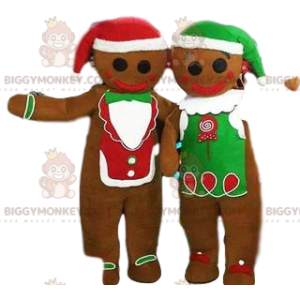 BIGGYMONKEY™ Gingerbread Man Mascot Costume Duo with Hat -