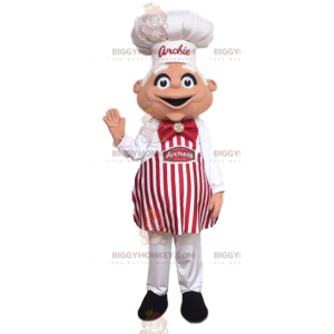 BIGGYMONKEY™ Chef-mascottekostuum met witte hoed en rode strik