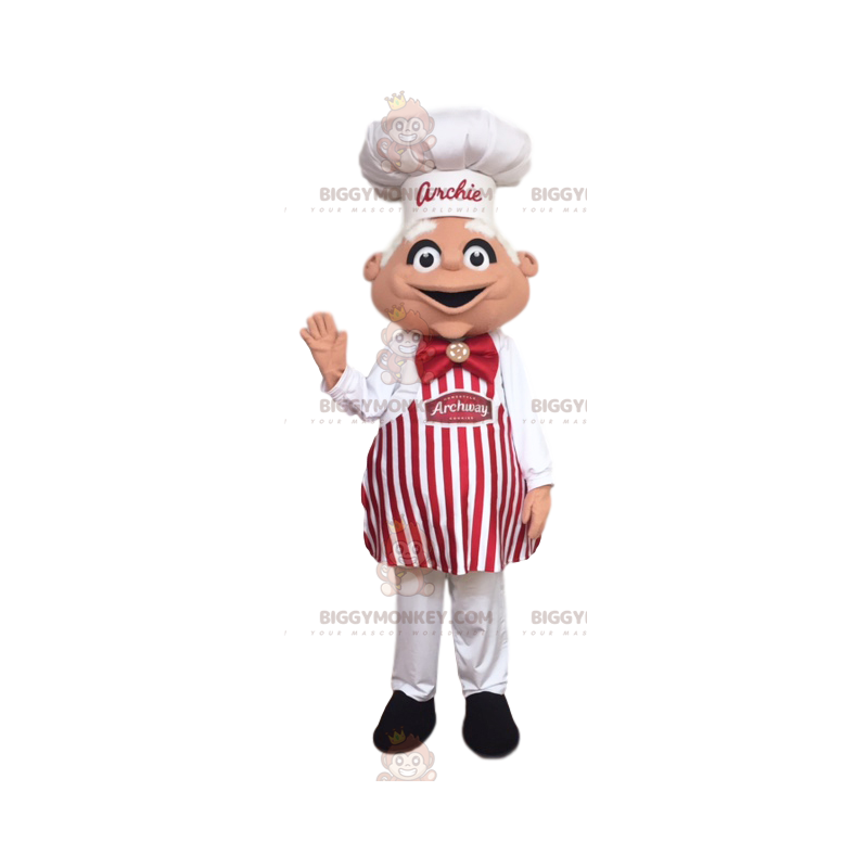 BIGGYMONKEY™ Kokkemaskotkostume med hvid hat og rød sløjfe - BIGGYMONKEY™ Kokkemaskotkostume med hvid hat og rød sløjfe -