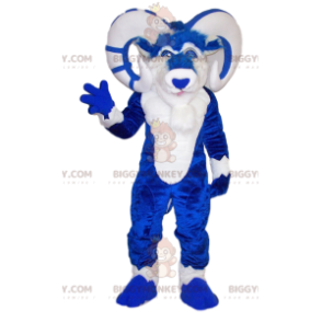 Kostým majestátního modrobílého berana BIGGYMONKEY™ maskota - Krávy maskoti - BIGGYMONKEY_011792 - BiggyMonkey.com