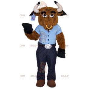 Costume de mascotte BIGGYMONKEY™ de bœuf marron avec son