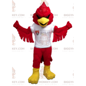 Roter und gelber Vogel BIGGYMONKEY™ Maskottchen-Kostüm mit