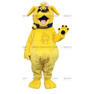 BIGGYMONKEY™ maskotkostume Flash gul hund med sort halsbånd -