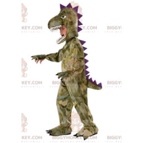 Tyrex BIGGYMONKEY™ maskotkostume med sit smukke lilla emblem - Dinosaurmasker - BIGGYMONKEY_011807 - BiggyMonkey.com