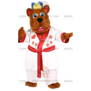 BIGGYMONKEY™ Soft Ginger Bear Maskottchen-Kostüm mit weißem