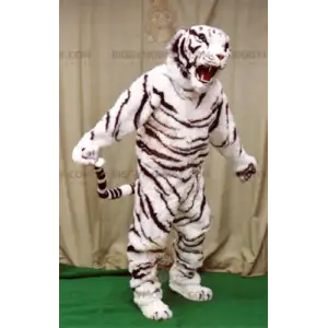 Weißer und schwarzer Tiger BIGGYMONKEY™ Maskottchen-Kostüm -