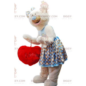 Traje de mascote BIGGYMONKEY™ de urso bege fofinho com sua