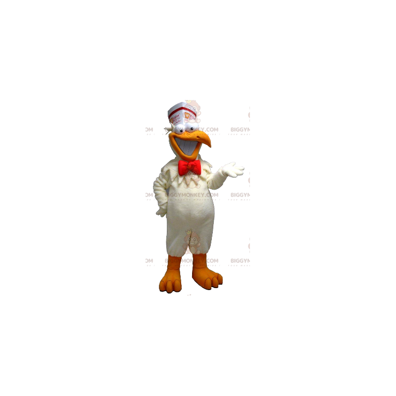 Costume de mascotte BIGGYMONKEY™ de poule blanche et orange Costume de mascotte BIGGYMONKEY™ de poule blanche et orange