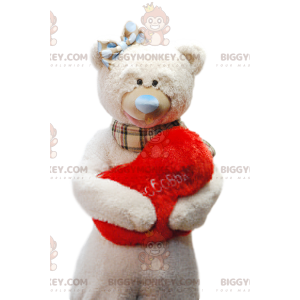 Traje de mascote BIGGYMONKEY™ de urso bege fofinho com sua