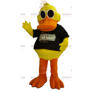 BIGGYMONKEY™ mascottekostuum gele en oranje eend met zonnebril