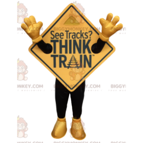 Mens BIGGYMONKEY™ Mascot Costume with Gold Road Sign –