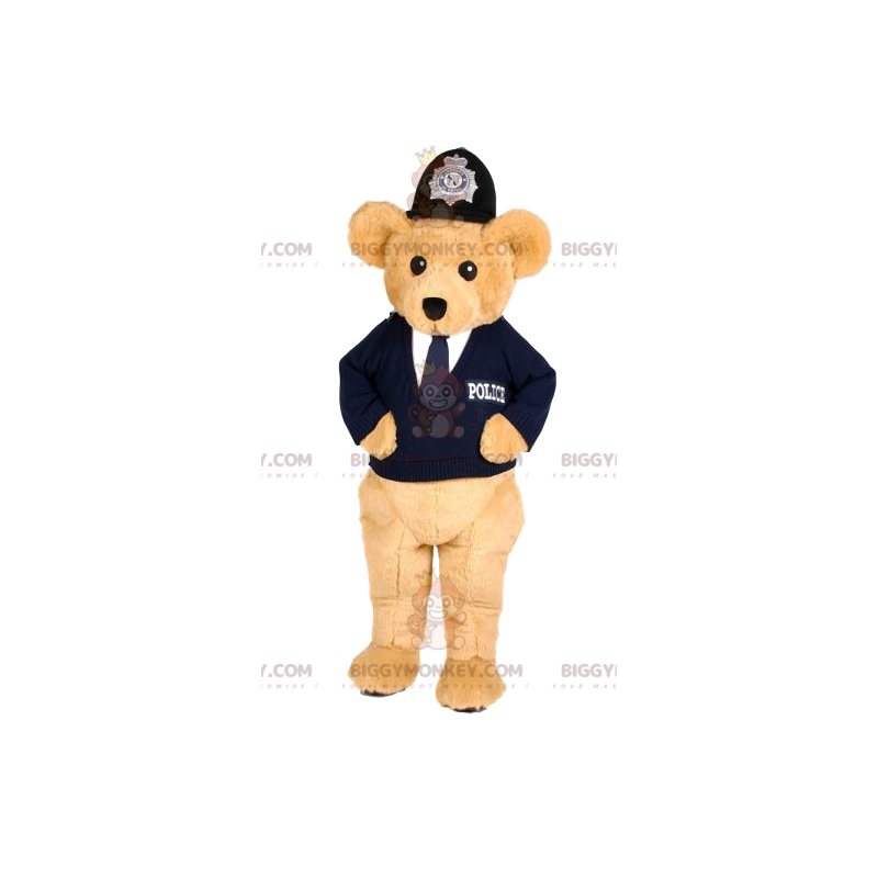 BIGGYMONKEY™ maskottiasu beigenvärinen ouson poliisiasussa - BIGGYMONKEY™ maskottiasu beigenvärinen ouson poliisiasussa -