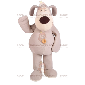 BIGGYMONKEY™ maskotdräkt Beige hund med stor brun nos -