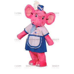BIGGYMONKEY™ Mascot Costume Pink Elephant Waitress Outfit –