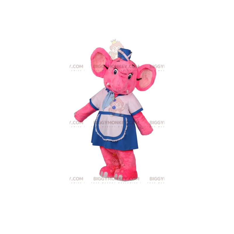 BIGGYMONKEY™ Mascot Costume Pink Elephant Waitress Outfit -